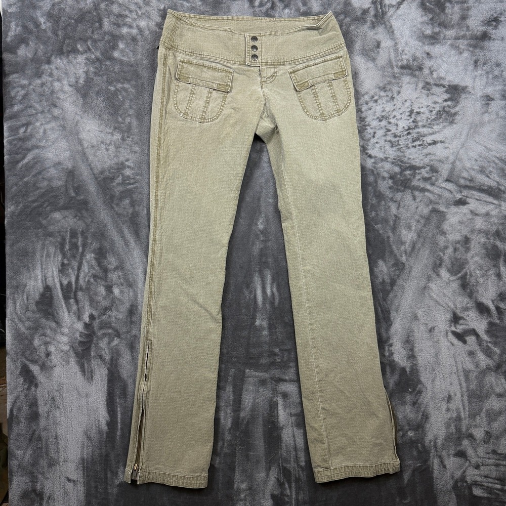 Z. Brand Cargo Pants Womens 29 Olive Green Ripstop Low Rise Y2K Zipper Hem - Picture 1 of 8